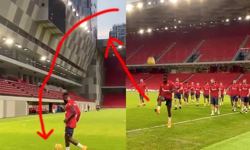 Aksi Menahan Bola Lembut Pemain FK Crvena Yang Mengasyikkan